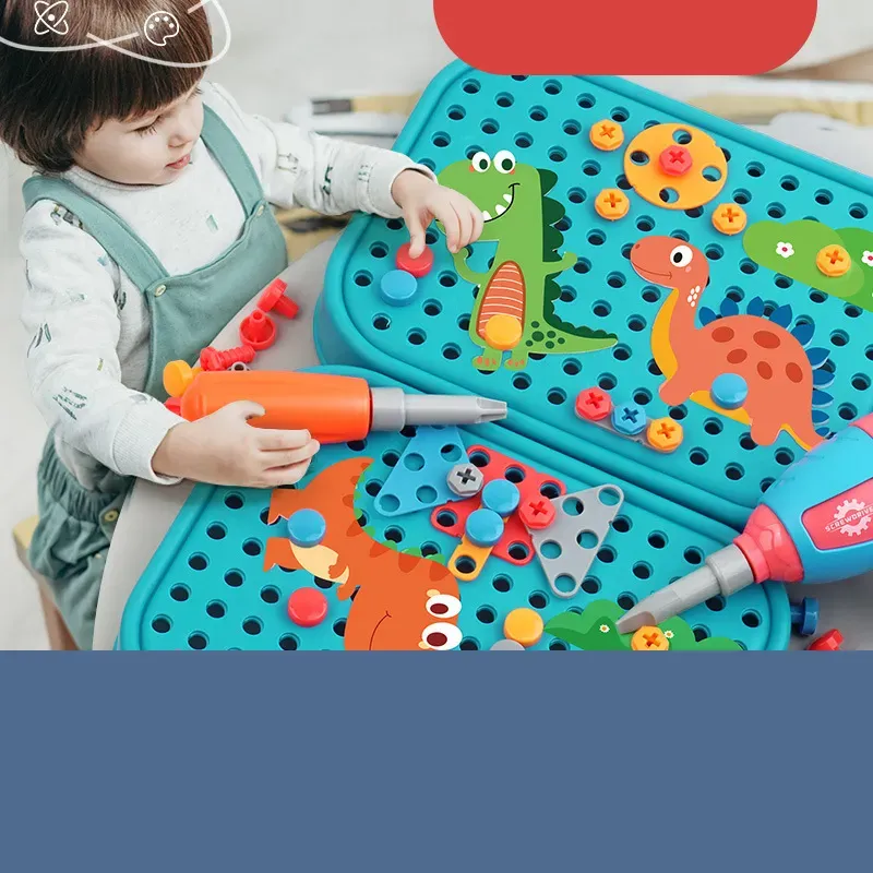 Diy Disassembly Assembly Dinosaur Blocks Toys Early Educational Nut Screwing Egg with Screwdriver for 3-7 Year Old Birthday Gift