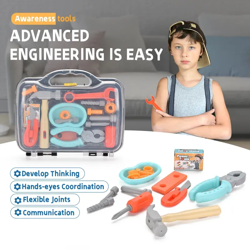 Constructions Tool Kit Assembly Toys Kids Carry Case Tool Box Pretend Play Constructions Toy for Age 3