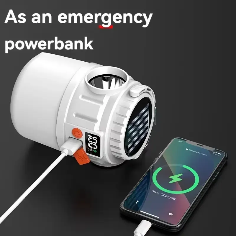 High Brightness 5-7 Mode Rechargeable LED Flashlight Portable Solar-Powered Camping Lantern Tent Solar-Powered Camping Outdoor