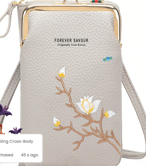 New mobile phone bag for women with embroidery multifunctional zipper buckle mini messenger bag and wallet