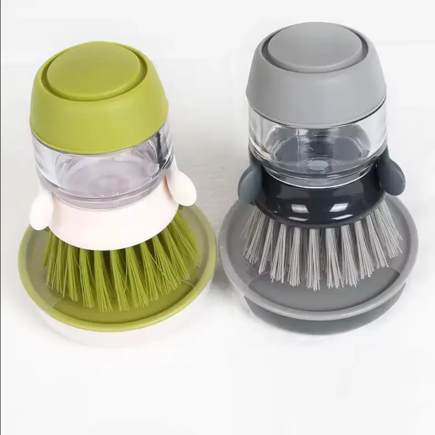 Kitchen Cleaning Tools Pan Pot Sponge Brushes Dish Washing Cleaning Brush With Soap Dispenser