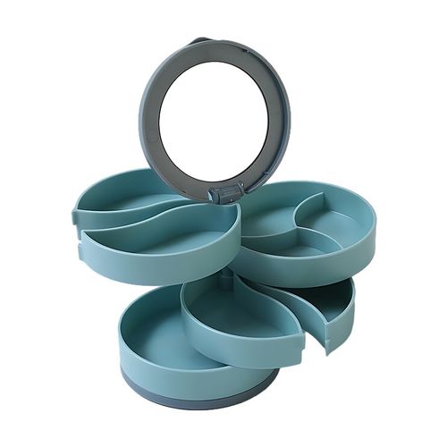 Women's Rotatable Jewelry Box Multi-layer Storage Box Earring Necklace Ring Jewelry Storage Box Travel Jewelry Box Jewelry Tray Storage and Storage (Blue)