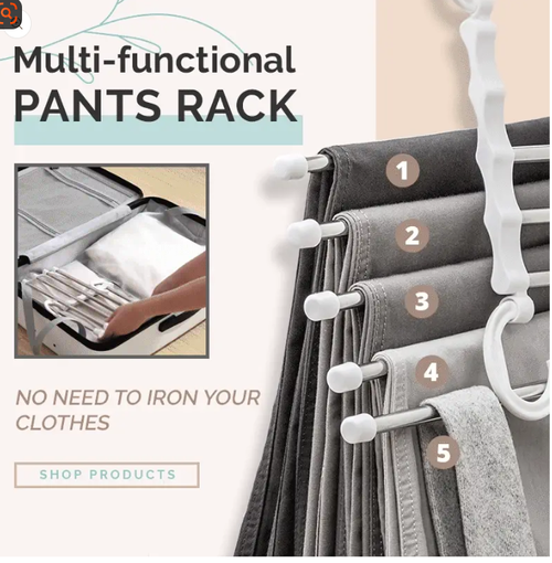 Household Multifunctional Telescopic Folding Multi-layer Pants Storage Rack