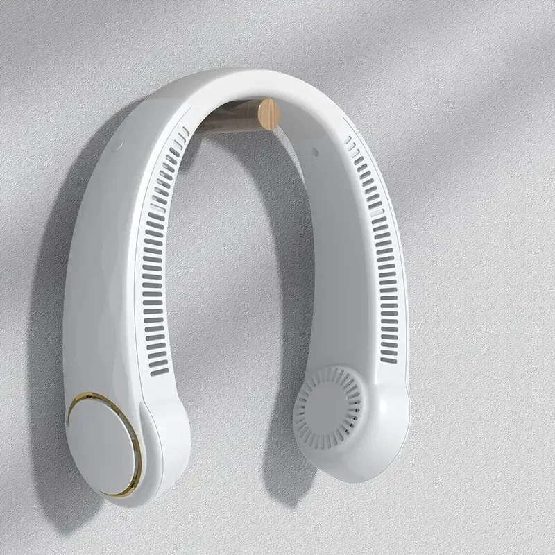 Lazy portable Leafless hanging and big wind hanging neck fan with USB recharging