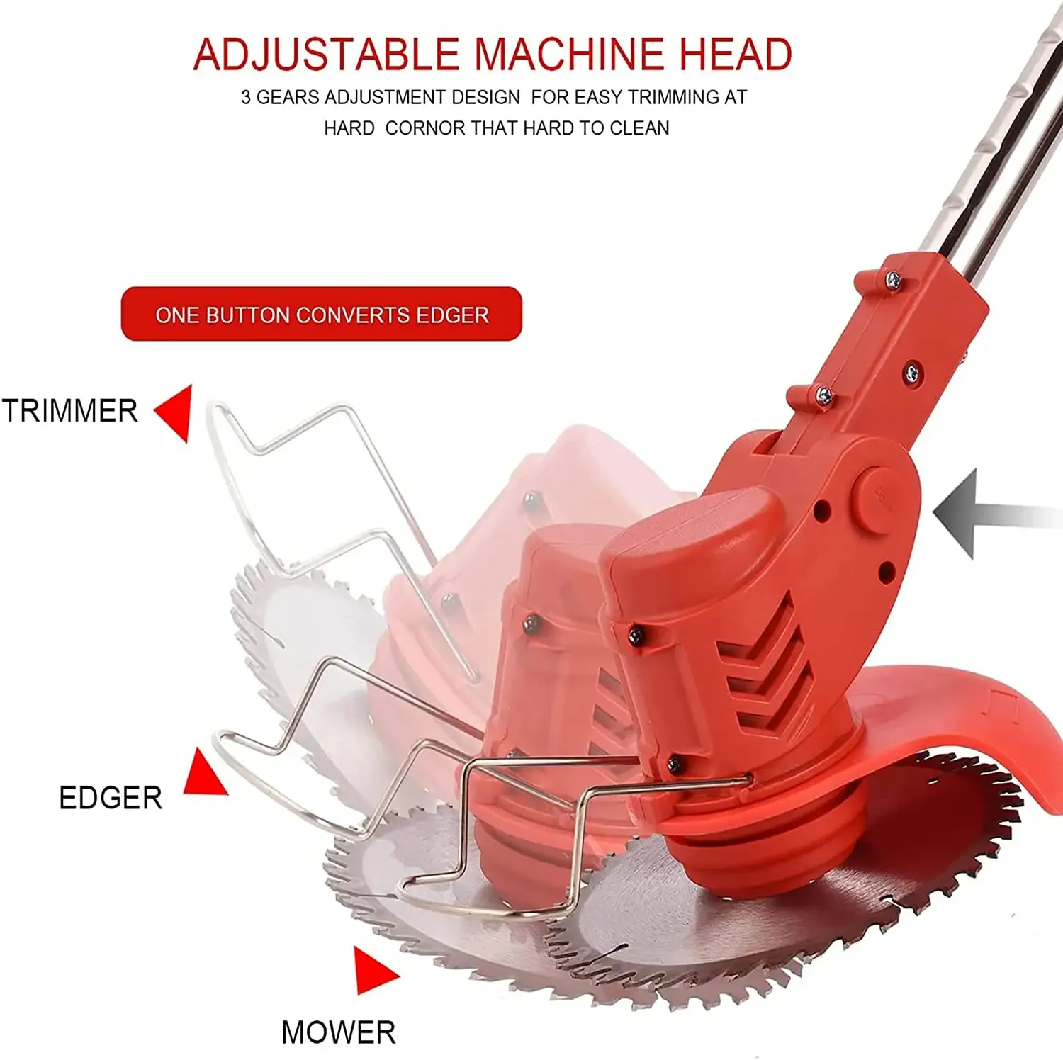 New Arrival Portable 3-in-1 Lightweight Edger Lawn Tool with Adjustable Length & 3 Types Blades for Garden and Yard