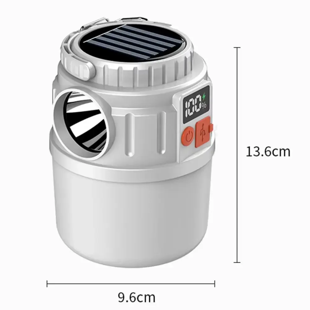 High Brightness 5-7 Mode Rechargeable LED Flashlight Portable Solar-Powered Camping Lantern Tent Solar-Powered Camping Outdoor