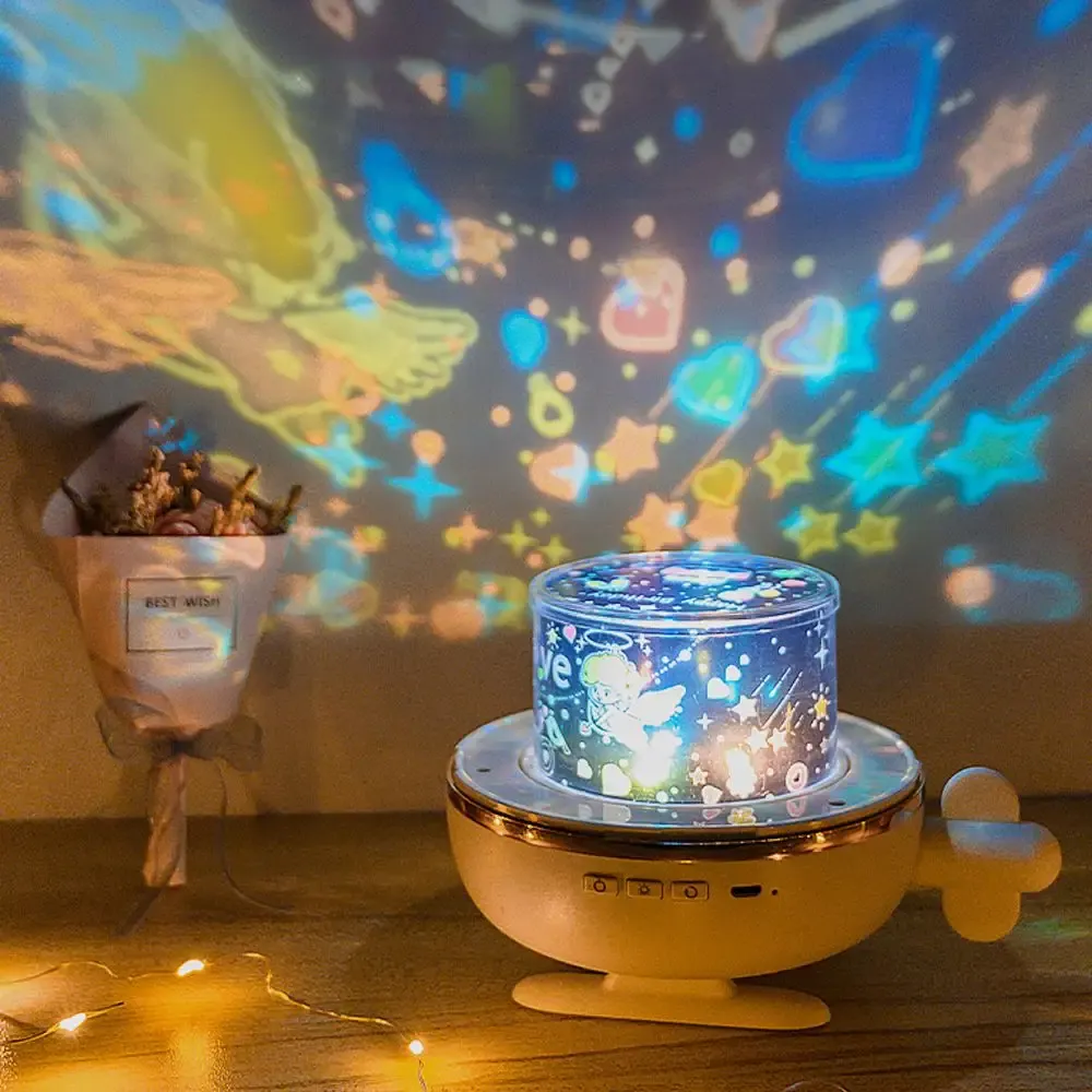 Colorful Life Popular Rabbit Shaped Baby Gift Set Starry Star Projector Night Light Music Box Mini Led Table Lamp for Kids