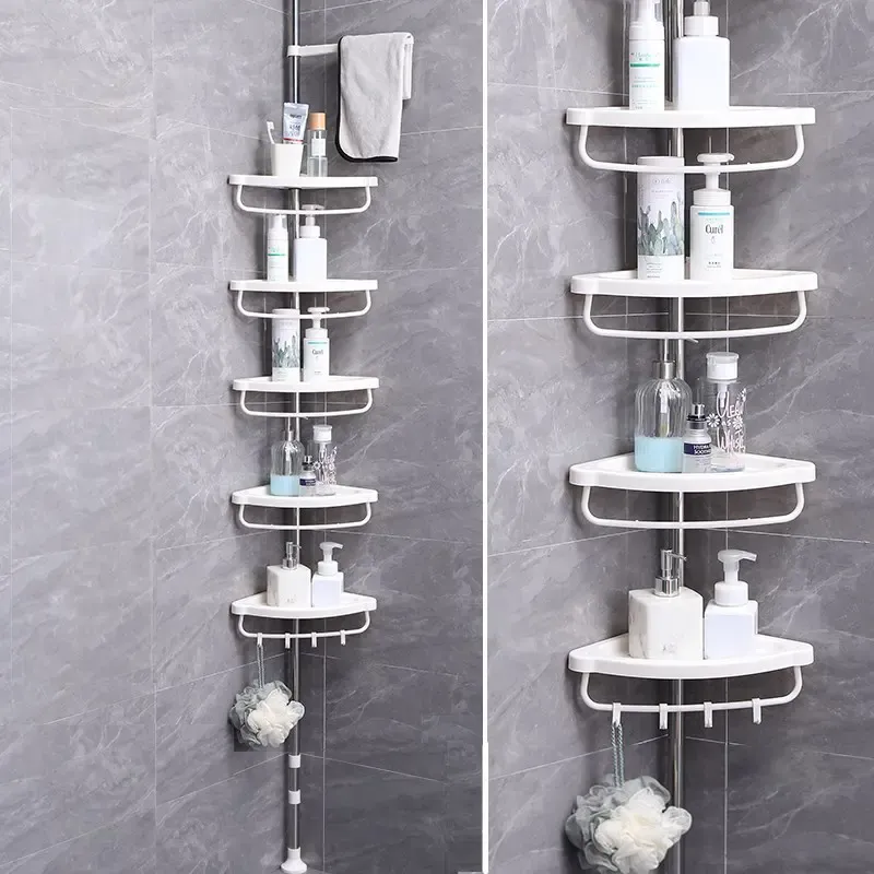 CX-510 Punch-free Bathroom Corner Shelves Stretchable Storage Rack Shower Soap Holder Toilet Corner Shelf
