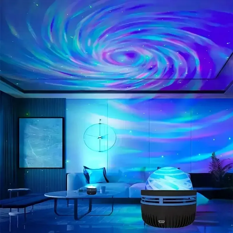 Romantic Galaxy Star Swirl Star Cloud Flame Water Pattern Starry Sky Projection Lamp Bedroom Decoration Atmosphere Night Light
