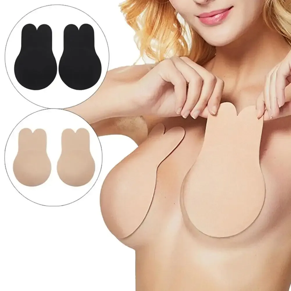 Hot Sale Reusable Cute Sponge Nipple Cover Seamless Invisible Sponge Rabbit Bunny Uplift Breast Nipple Pasties for Sexy Ladies