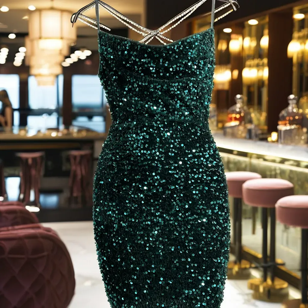 High Quality Summer Casual Spaghetti Strap Bodycon Sexy Sequin Mini Dress Party Dress for Women