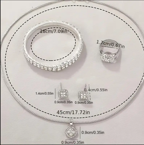 Women's Luxury Analog Wrist Watch Set 5 pcs Hiphop Sport Style Rhinestone Quartz Watch Jewelry With Necklace.bracelet. ring