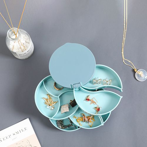 Women's Rotatable Jewelry Box Multi-layer Storage Box Earring Necklace Ring Jewelry Storage Box Travel Jewelry Box Jewelry Tray Storage and Storage (Blue)