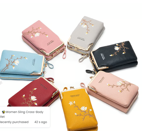 New mobile phone bag for women with embroidery multifunctional zipper buckle mini messenger bag and wallet