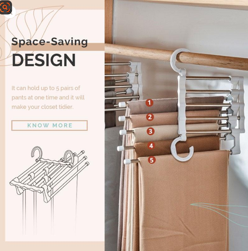 Household Multifunctional Telescopic Folding Multi-layer Pants Storage Rack