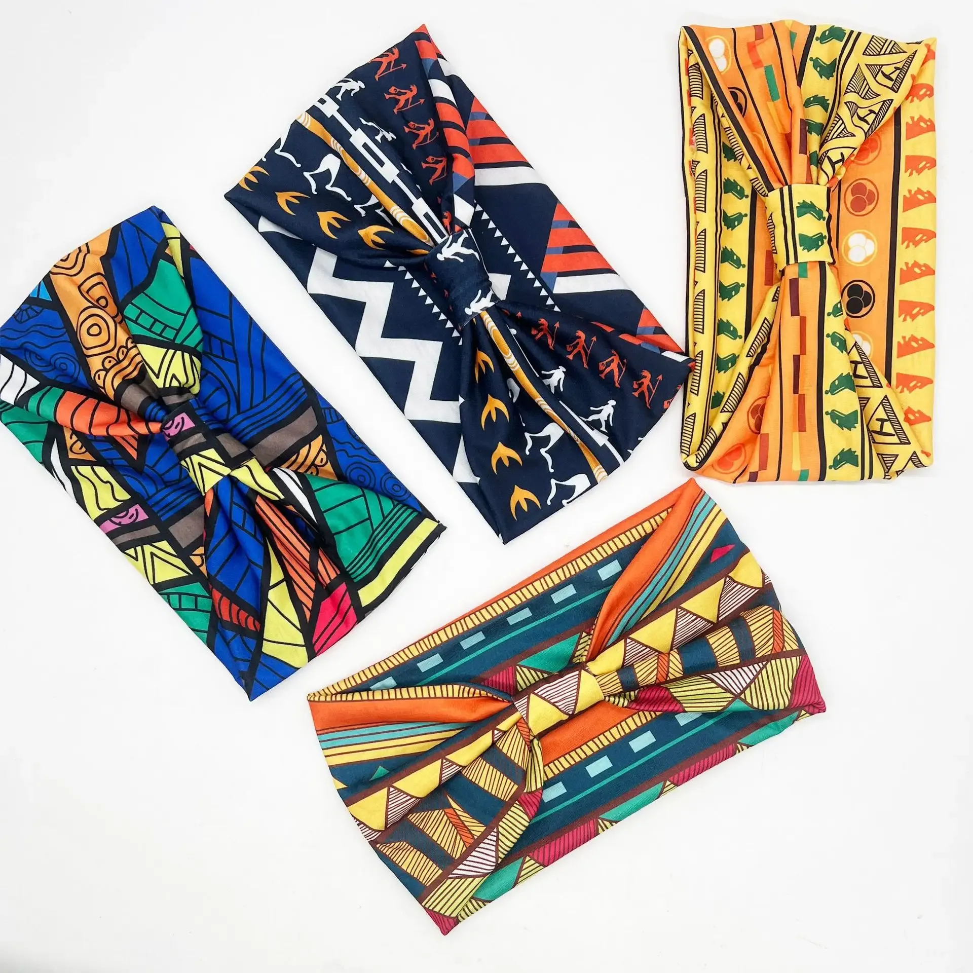 European and American Women's Printed Sports Yoga Headbands Wide Edge Elastic Knotting Headband