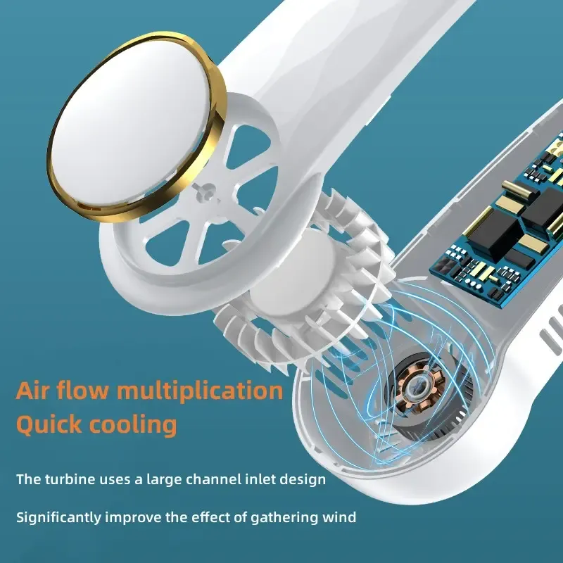 Lazy portable Leafless hanging and big wind hanging neck fan with USB recharging