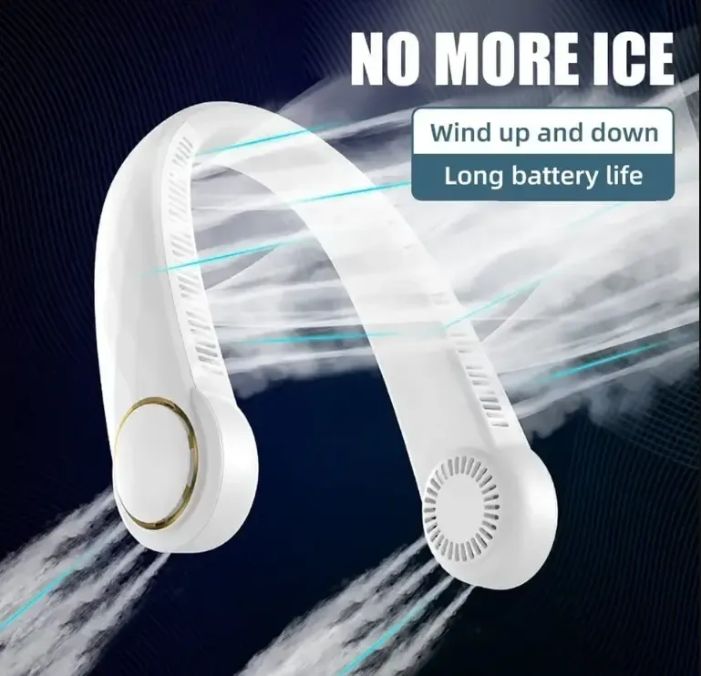 Lazy portable Leafless hanging and big wind hanging neck fan with USB recharging