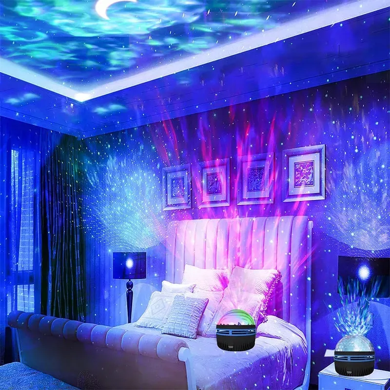 Romantic Galaxy Star Swirl Star Cloud Flame Water Pattern Starry Sky Projection Lamp Bedroom Decoration Atmosphere Night Light