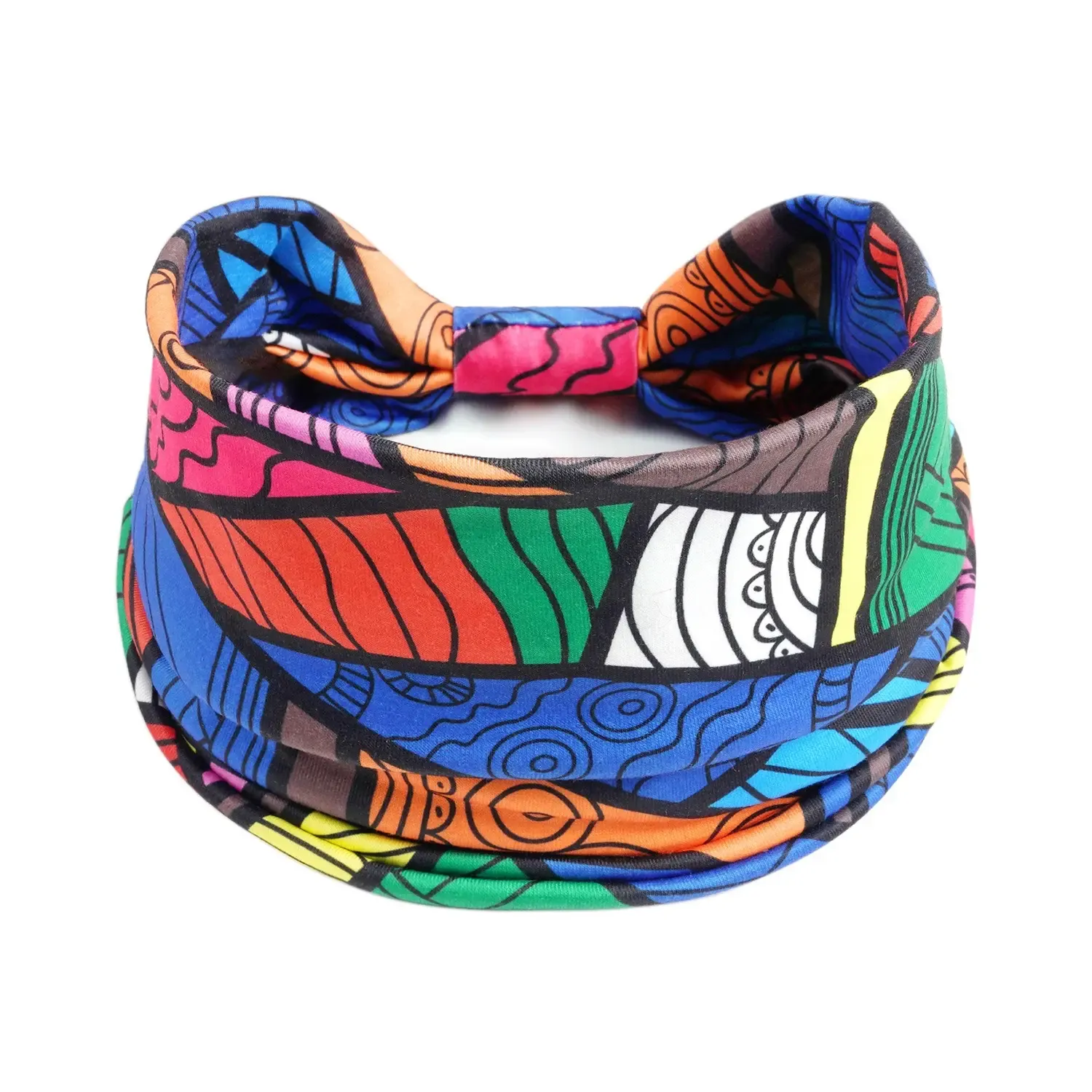 European and American Women's Printed Sports Yoga Headbands Wide Edge Elastic Knotting Headband