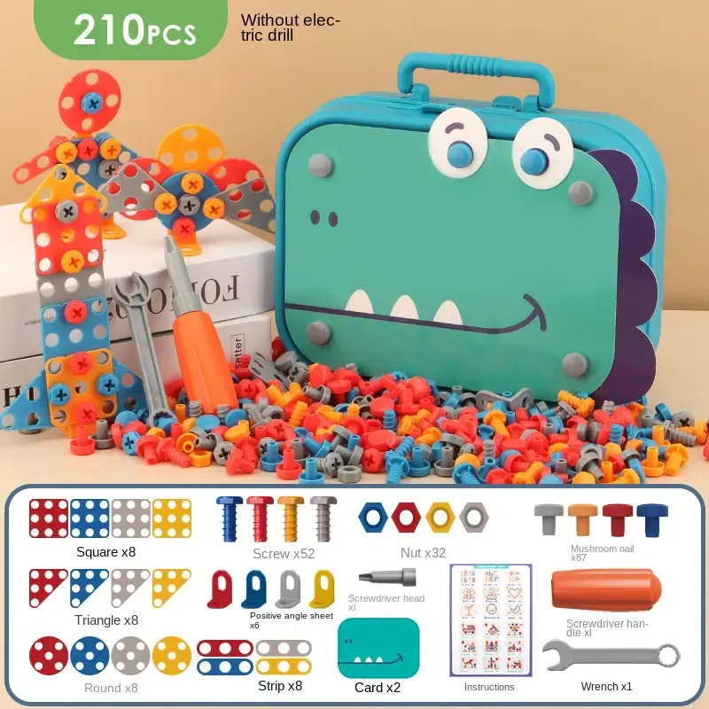 Diy Disassembly Assembly Dinosaur Blocks Toys Early Educational Nut Screwing Egg with Screwdriver for 3-7 Year Old Birthday Gift