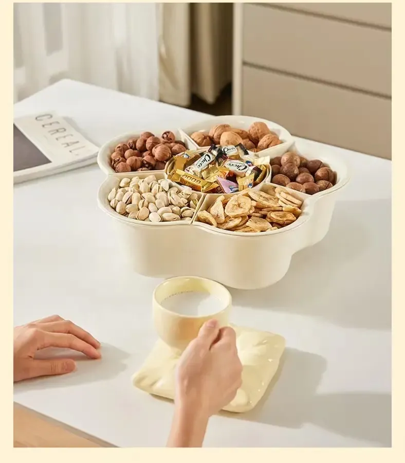 Multi-Functional Creative Household Storage Baskets Rotary Hot Pot Multi-Grid Vegetable Platter Kitchen Dish Storage Box Basket