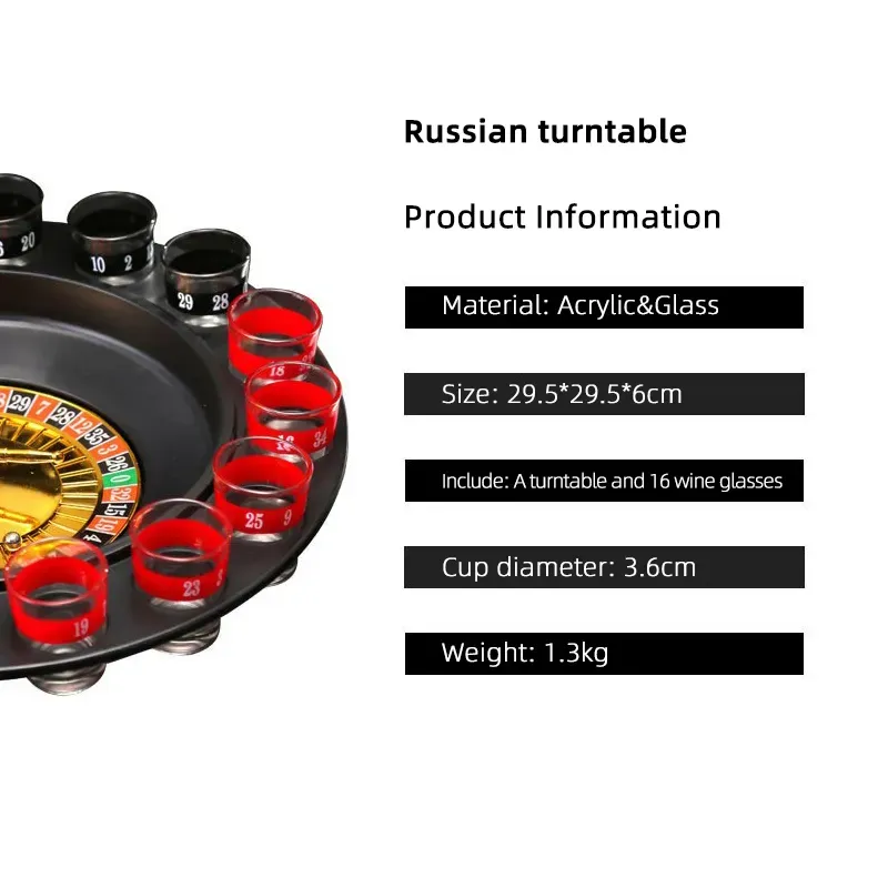 Russian Turntable Wine Table Game Drinking Entertainment Toys Drinking Game Turntable LUCKY Bar Supplies Turntable Ktv