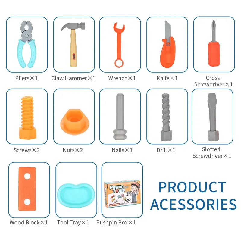Constructions Tool Kit Assembly Toys Kids Carry Case Tool Box Pretend Play Constructions Toy for Age 3