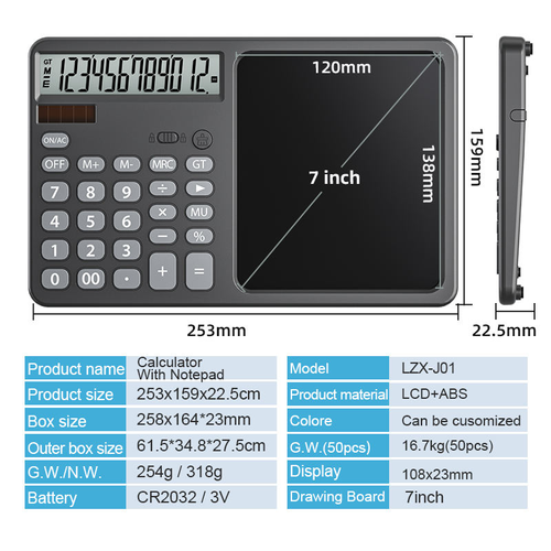 8 Inch Digital Graphic LCD Writing Tablet Multi-function Calculator with Notepad for School and Office