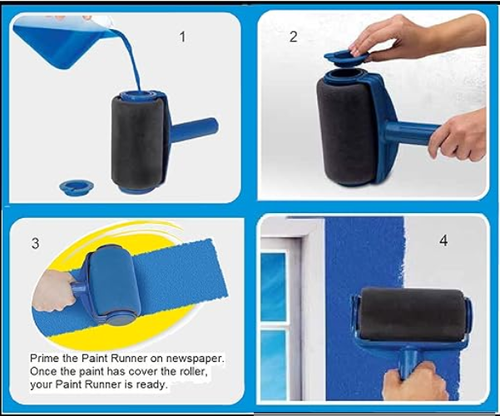 PAINT RUNNER® a registered trademark, ultimate paint roller system - 6 pc set, paint continuously without dipping & dripping & no mess.