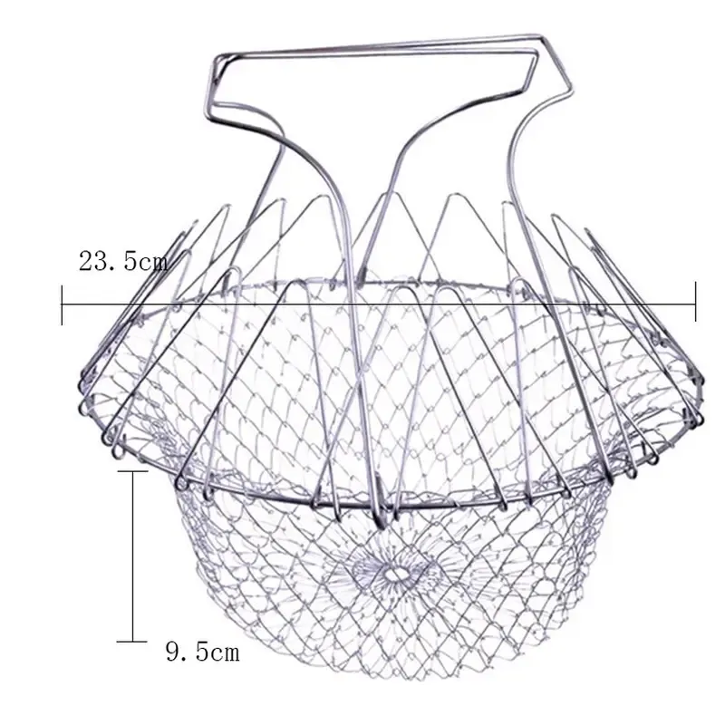Hot sell Kitchen Utensils Cooking Utensils Frying basket Stainless Steel Expandable Fry Chef Basket Colander