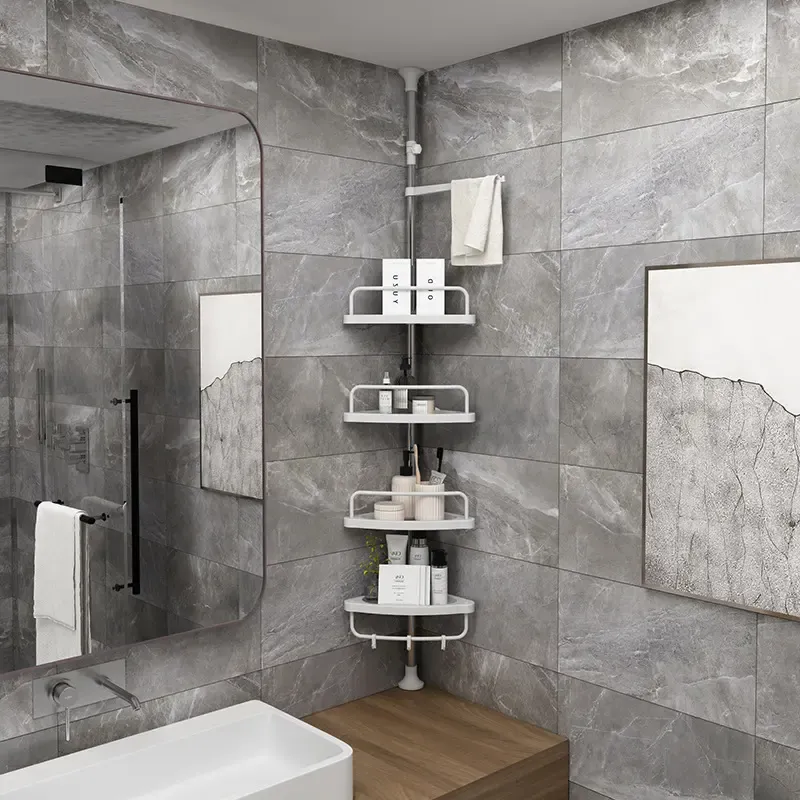 CX-510 Punch-free Bathroom Corner Shelves Stretchable Storage Rack Shower Soap Holder Toilet Corner Shelf
