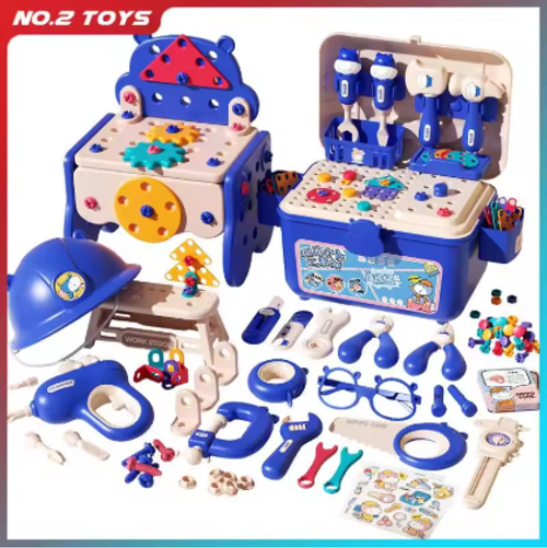 Children's Tool Set with Electric Toy Drill Kids Power Construction Toy Pretend Play Toy Tools Kit for Toddler Boys Girls Child