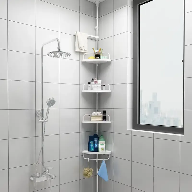 CX-510 Punch-free Bathroom Corner Shelves Stretchable Storage Rack Shower Soap Holder Toilet Corner Shelf