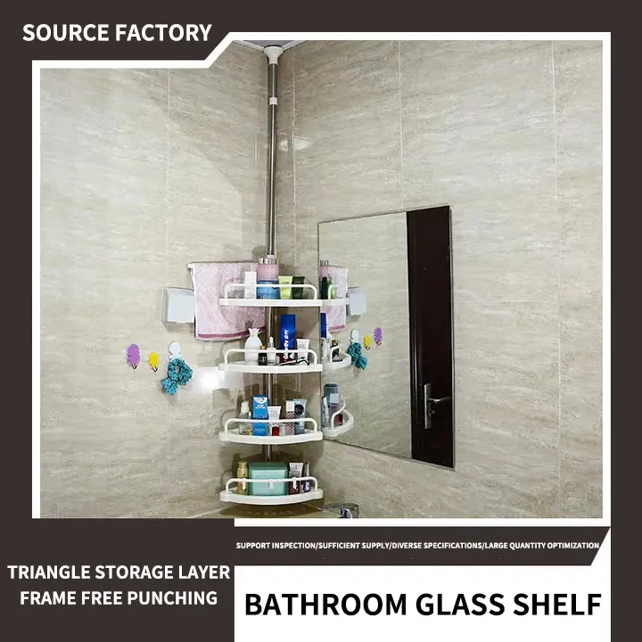 CX-510 Punch-free Bathroom Corner Shelves Stretchable Storage Rack Shower Soap Holder Toilet Corner Shelf