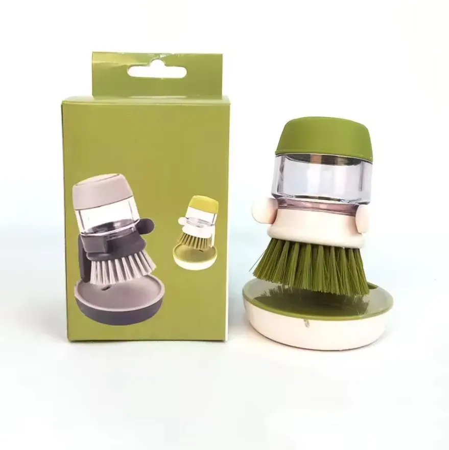 Kitchen Cleaning Tools Pan Pot Sponge Brushes Dish Washing Cleaning Brush With Soap Dispenser