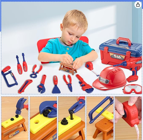 Kids Tool Set – Zealous 45 PCS Toddler Tool Set with Tool Box & Electronic Toy Drill, Pretend Play Kids Tools for Boys Girls Ages 3 , 4, 5, 6, 7 Years Old