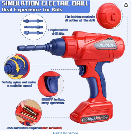 Kids Tool Set – Zealous 45 PCS Toddler Tool Set with Tool Box & Electronic Toy Drill, Pretend Play Kids Tools for Boys Girls Ages 3 , 4, 5, 6, 7 Years Old