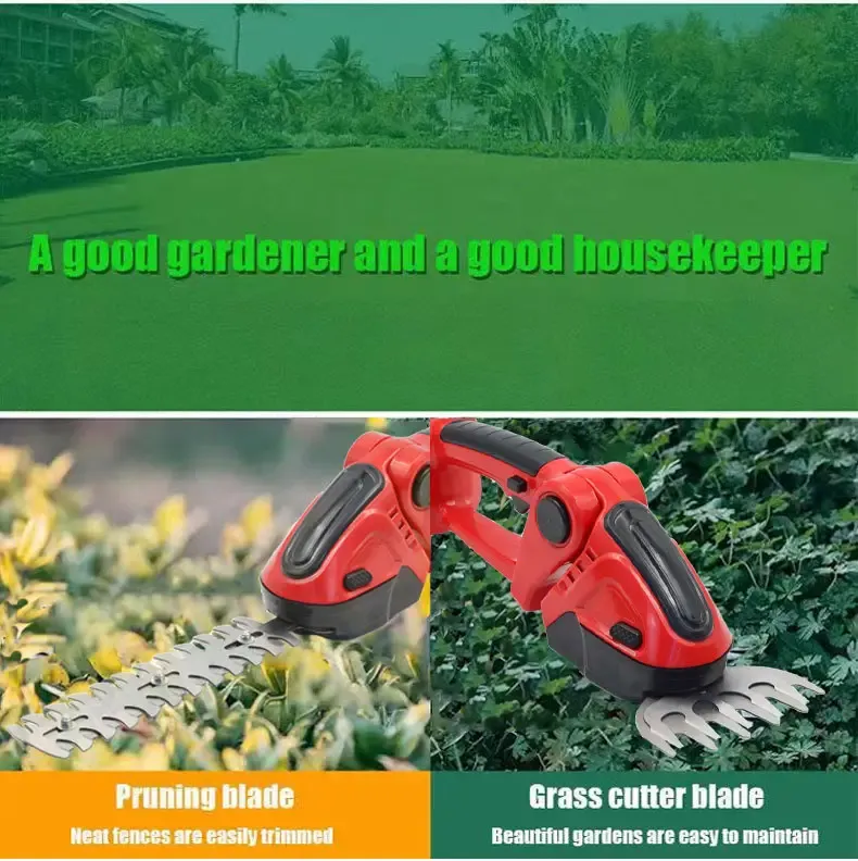 Grass Shear & Hedge Trimmer Handheld Battery Garden Electric Cordless Hedge Trimmer