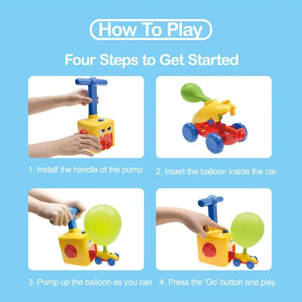 Balloon Launch Tower Puzzle Fun Education Inertia Air Power Balloon Car Toy for Children