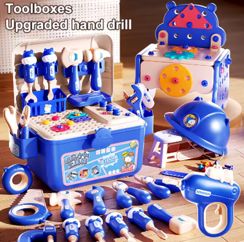 Children's Tool Set with Electric Toy Drill Kids Power Construction Toy Pretend Play Toy Tools Kit for Toddler Boys Girls Child
