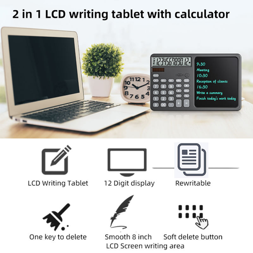8 Inch Digital Graphic LCD Writing Tablet Multi-function Calculator with Notepad for School and Office