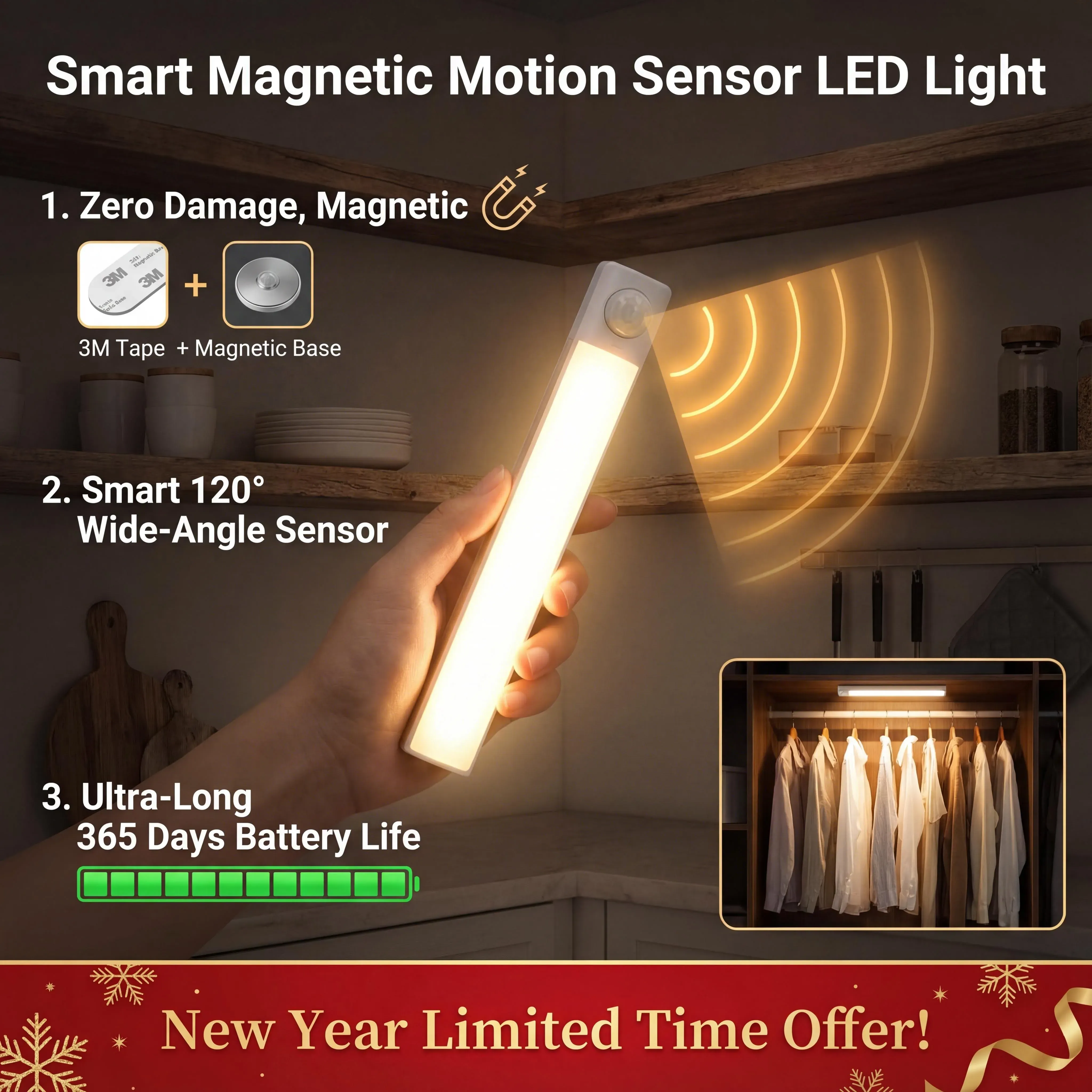 💡✨🧨 New Year Limited Time  50%  Discount🧨💡Smart Magnetic Motion Sensor LED Light💡