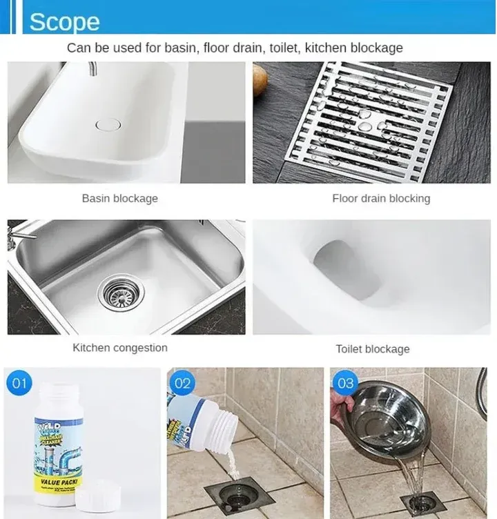 Buy two get one free: Sink and Drain Pipe Cleaning Powder