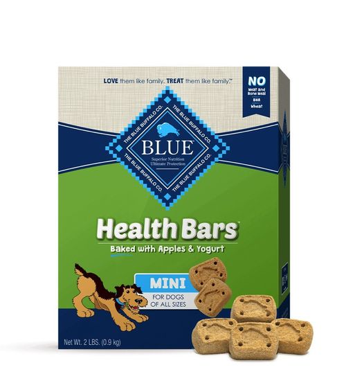 Boîte de 2 lb - BLUE Health Bars™ format miniature BISCUITS CROQUANTS POUR CHIENS  Préparés avec des pommes et du yogourt