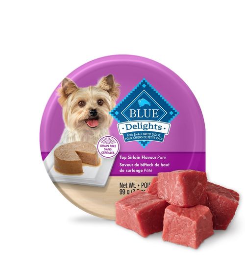 BLUE Delights™ CHIENS ADULTES DE PETITE RACE  Repas à saveur de bifteck de haut de surlonge dans un jus savoureux