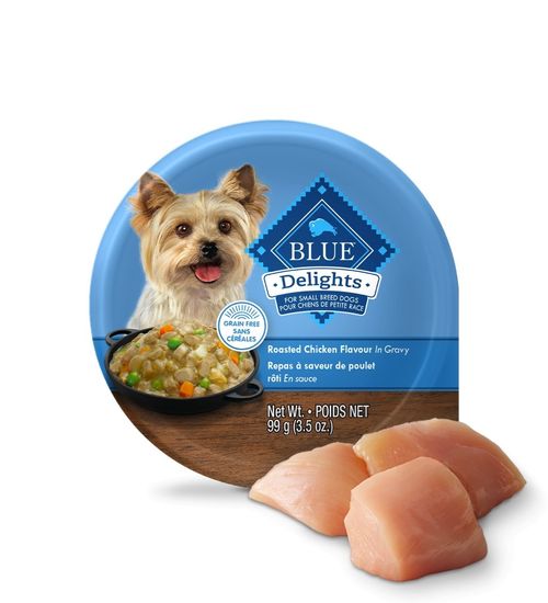 BLUE Delights™ CHIENS ADULTES DE PETITE RACE  Repas à saveur de poulet de rôtisserie dans une sauce consistante