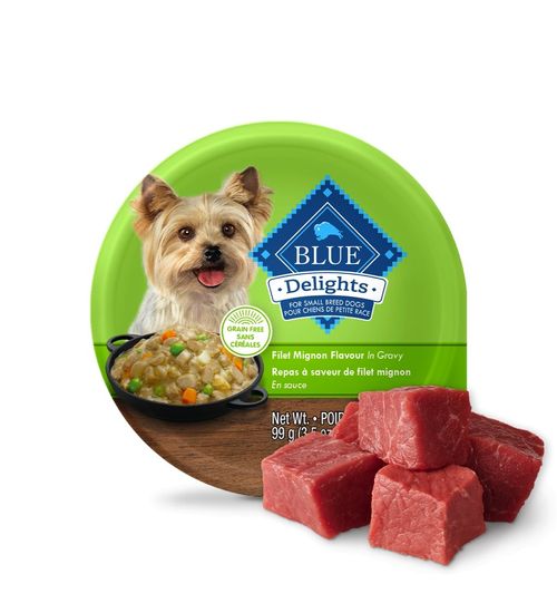 BLUE Delights™ CHIENS ADULTES DE PETITE RACE  Repas à saveur de filet mignon dans une sauce consistante