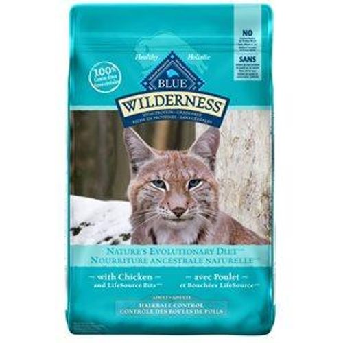 Blue Buffalo Wilderness nourriture pour chat d'intérieur contrôle des boules de poils - haute teneur en protéines et sans céréales au poulet