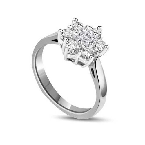 Anello Cluster con diamanti in Platino 18ct - R132